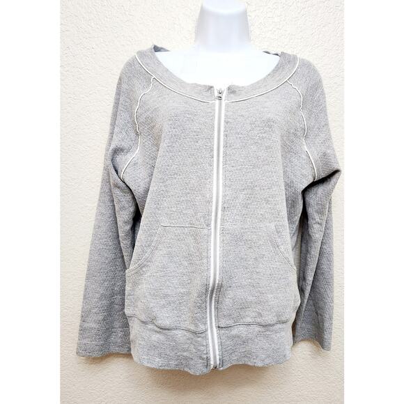 L.A. Movers Gray Full Zip Contrasting Trim Sweatshirt Medium Lightweight Pockets - Picture 1 of 3